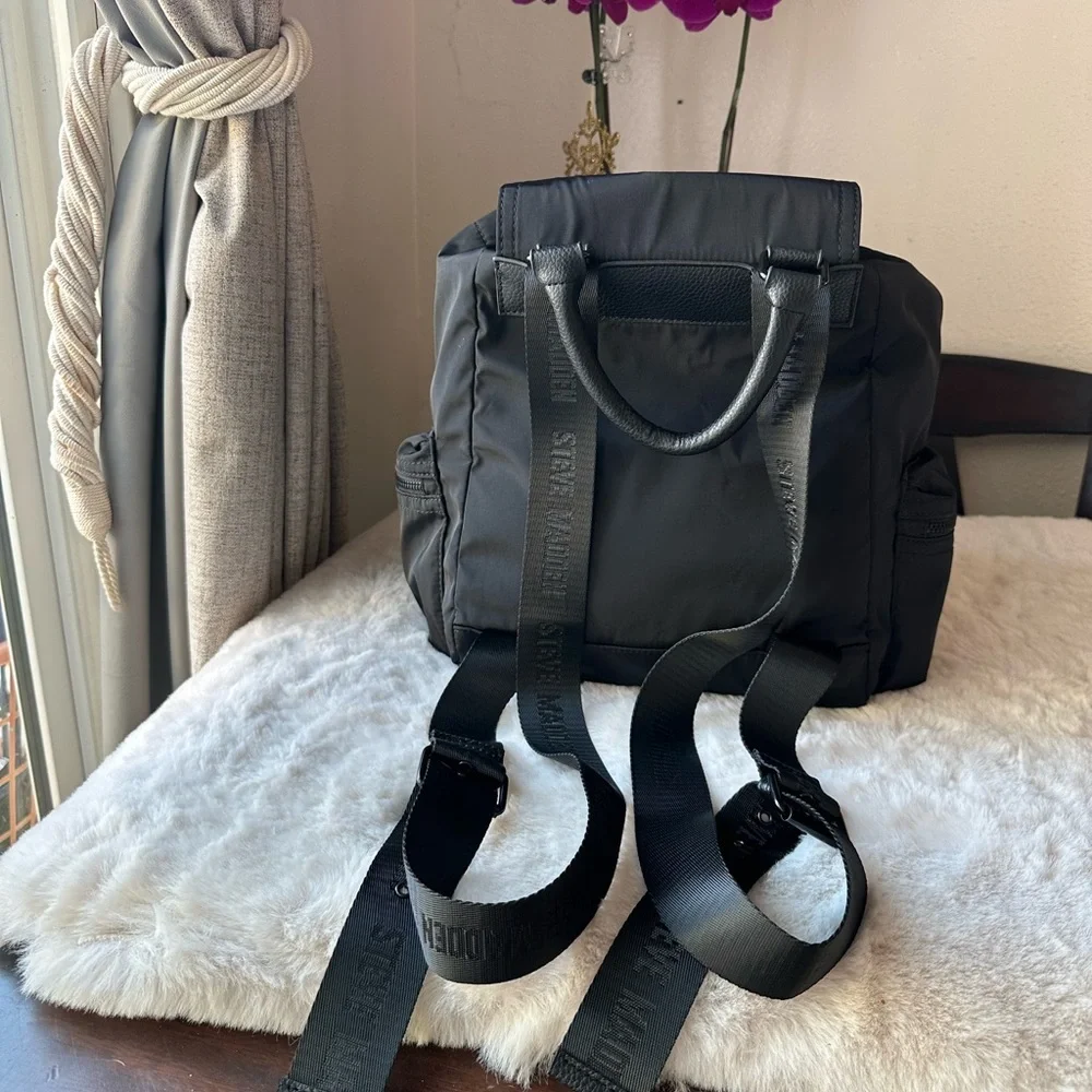 Steve Madden Black Backpack with Buckle Detail